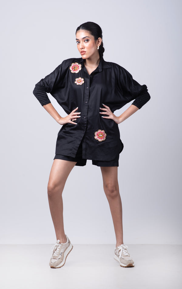 Evil Eye Shirt with Shorts Coord Set (Black)