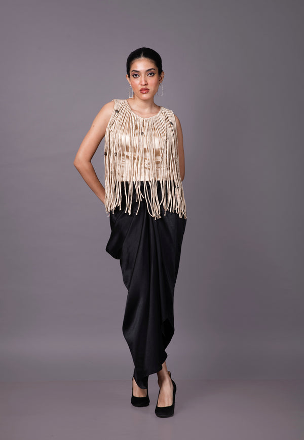 Tassel Top with Drape Skirt